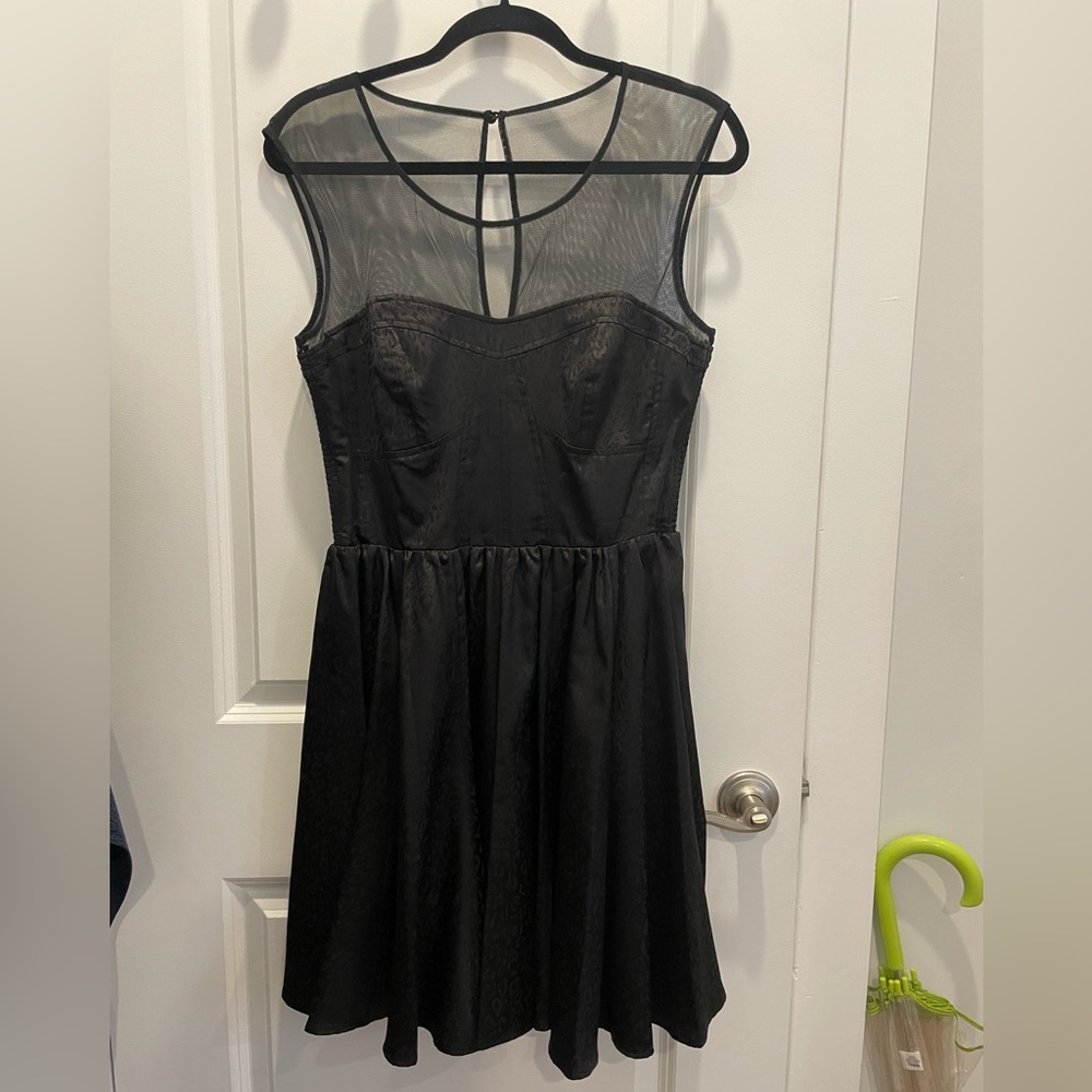Guess Los Angeles all black bustier bodice dress cheeta and mesh details sleaze